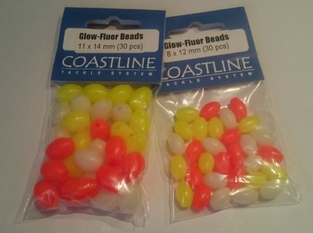 Glow Fluor Beads 8x12 mm (30 stk assortert) 