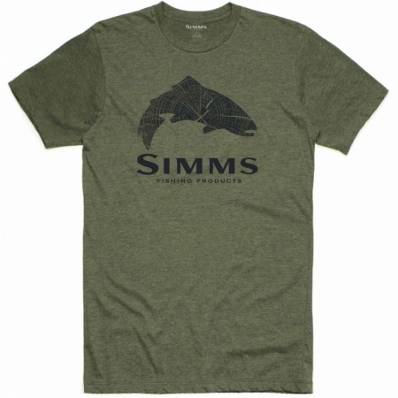 Simms Wood Trout Fill T-shirt Military Heather