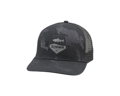 Simms Trout Patch Trucker Hex Camo Carbon