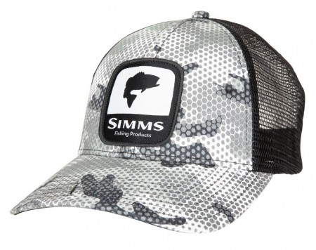 Simms Bass Patch Trucker Hex Flo Camo Steel
