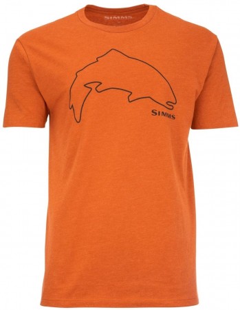 Simms Trout Outline T-Shirt Adobe Heather