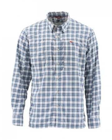 Simms BugStopper Shirt Plaid Faded Denim